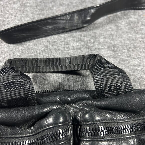 Vintage 90s Y2K TOMMY HILFIGER Leather Satchel Handbag Shoulder Bag BLACK - Picture 4 of 11